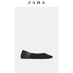 ZARA  16535301040 女鞋 黑色斜纹软呢平底单鞋