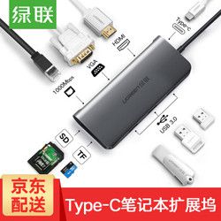 UGREEN 绿联 Type-C扩展坞USB-C转HDMI/VGA转接头 USB3.0分线器 拓展坞