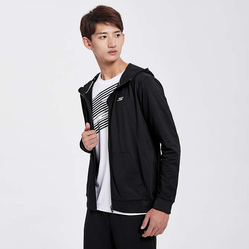 Skechers 斯凯奇 SDAMW18T030 男款针织连帽外套