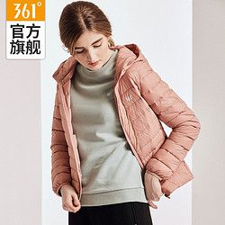 361女装冬季保暖防风连帽运动服361度轻薄羽绒服女棉服运动外套[J