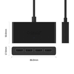 ORICO 奥睿科 4口USB分线器 USB2.0 黑色 0.3米