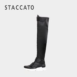 STACCATO/思加图2017年冬季专柜同款布面长筒女皮靴9H816DC7