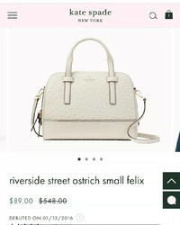 kate spade 凯特丝蓓 riverside street ostrich small felix 女士单肩包