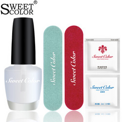 SweetColor指甲油美甲套装基础美甲工具（亮油5ml+抛光条+搓条+清洁棉3片+卸甲巾3片） *3件