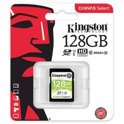 Kingston 金士顿 Canvas Select SDXC UHS-I U1 SD存储卡 128GB