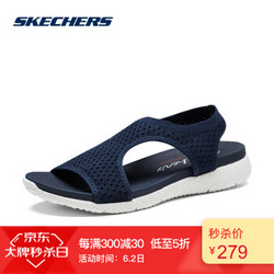 skechers斯凯奇夏季新款休闲鞋 时尚凉鞋 舒适透气女鞋 39056 海军蓝色/NVY 37