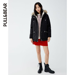 PULL&BEAR 09712334 秋冬短款连帽毛领派克服棉服女新款外套